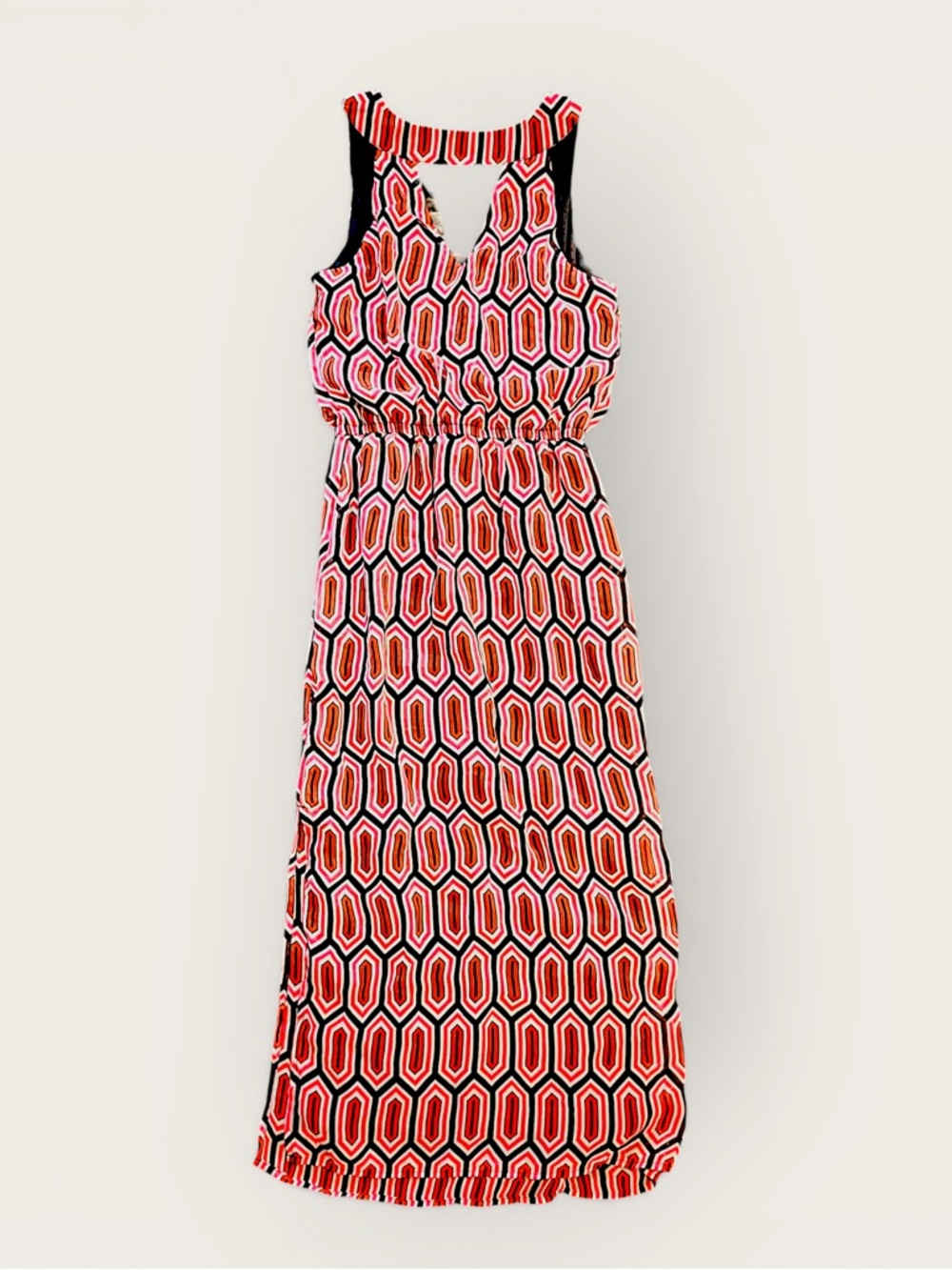 Banana Republic Red and Pink Geometric Maxi Dress
